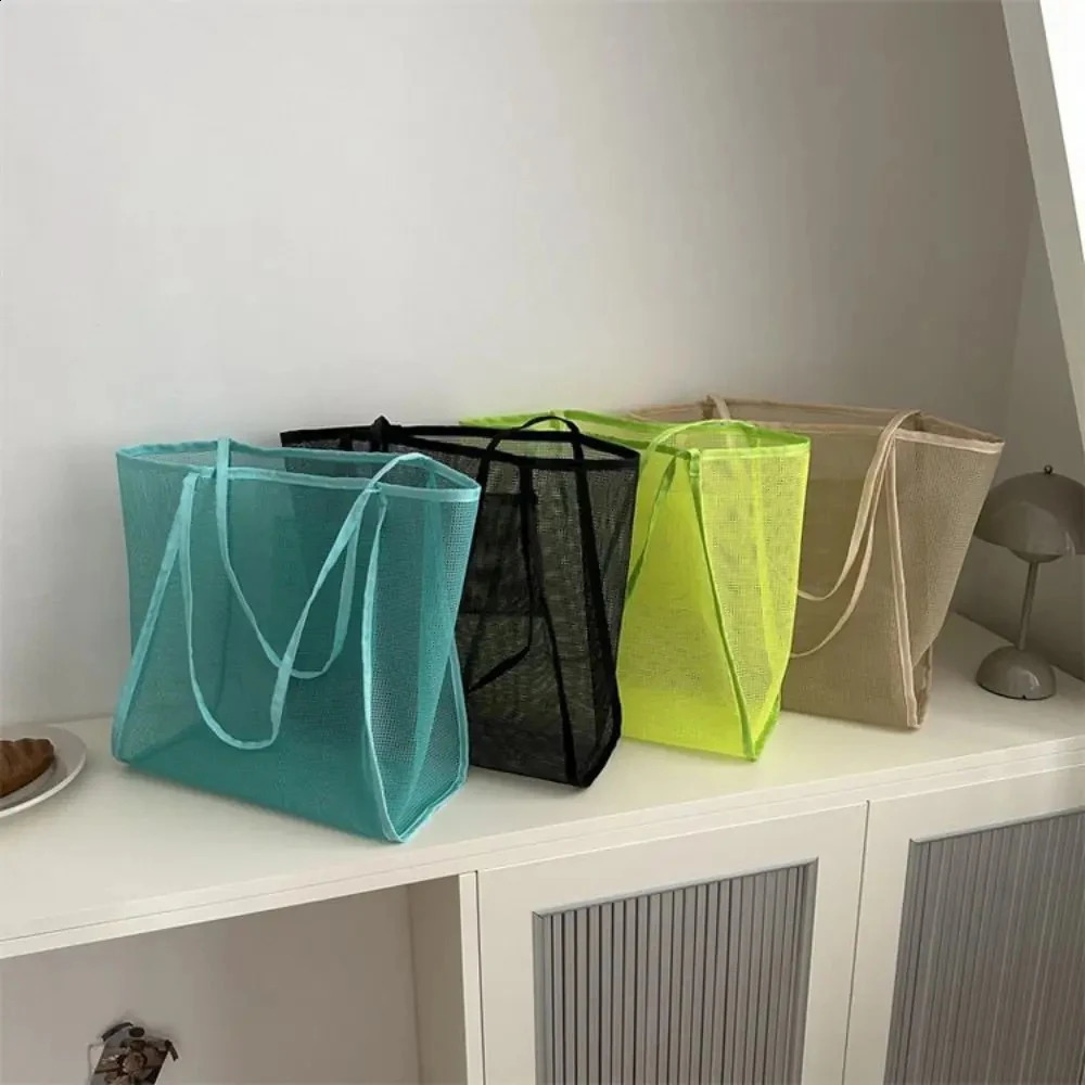 Portable Summer Hollow Tote Bag Swimming Leisure Net Shoulder Beach Largecapacity Shopping Outdoor 250528