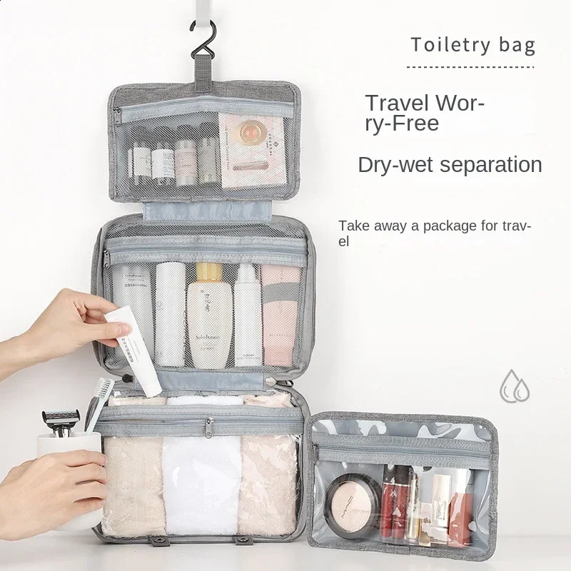 Travel Waterproof Folding Dry and Wet Separation Toiletry Bag Cosmetic Storage Large Capacity Bag 250528
