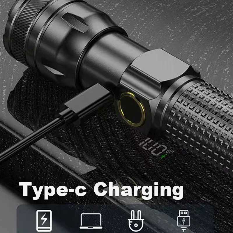 Aluminum Alloy LED Flashlight High Power Rechargeable Tactical Telescopic Zoom Torch Flash Light Outdoor Camping Lantern XJ250529