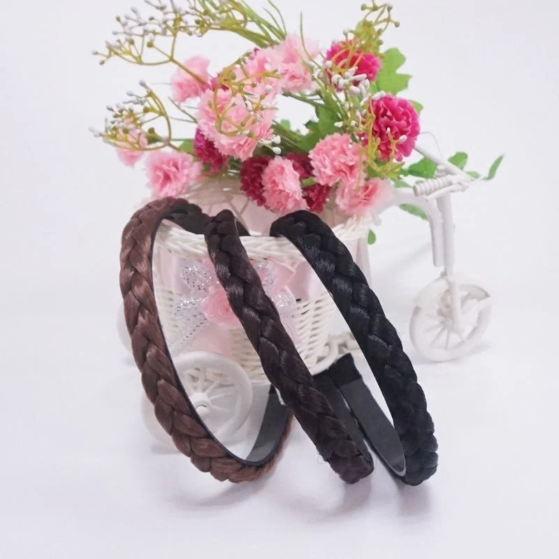 LeeWin Multi-color European and American bohemia fashion handmade three-strand braid with 2cm width double row teeth plastic headband,rubber band hair