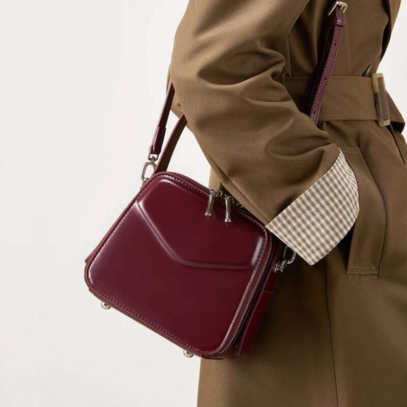 Toptrends Genuine Leather Box Small Shoulder Crossbody Bags For Women 2025 Designer Square Purses Tote Ladies Handbags