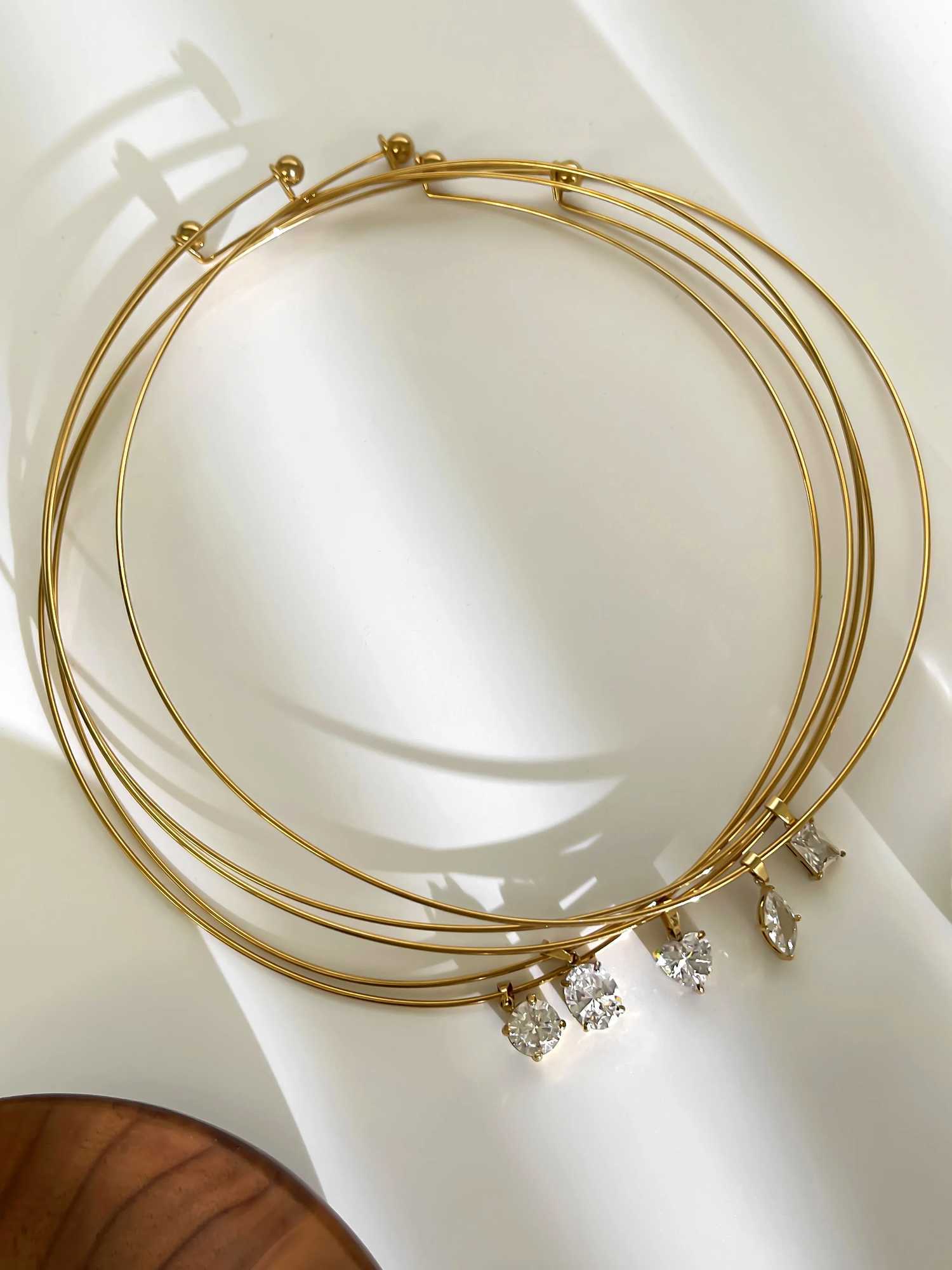 GHIDBK Statement 5 Designs Sparkling AAAA Zircon Pendant Necklace for Women Stainless Steel Choker Necklace Trendy Daily Jewelry XJ250528