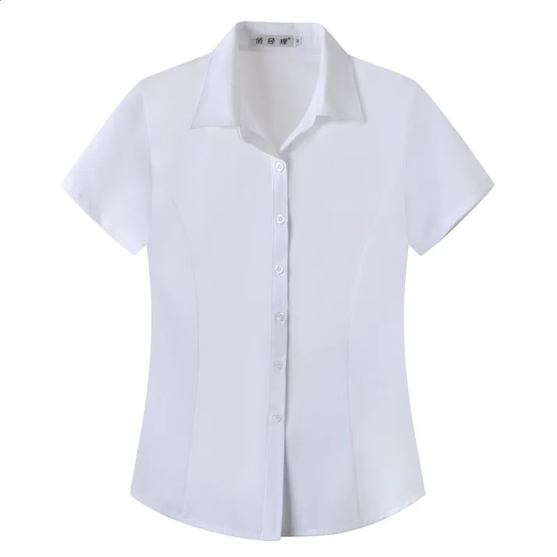 2024 Summer Womens Shirts Womens Shortsleeved Korean Style Slimfitting White Large Size Business Wear Shortsleeved 250529Z
