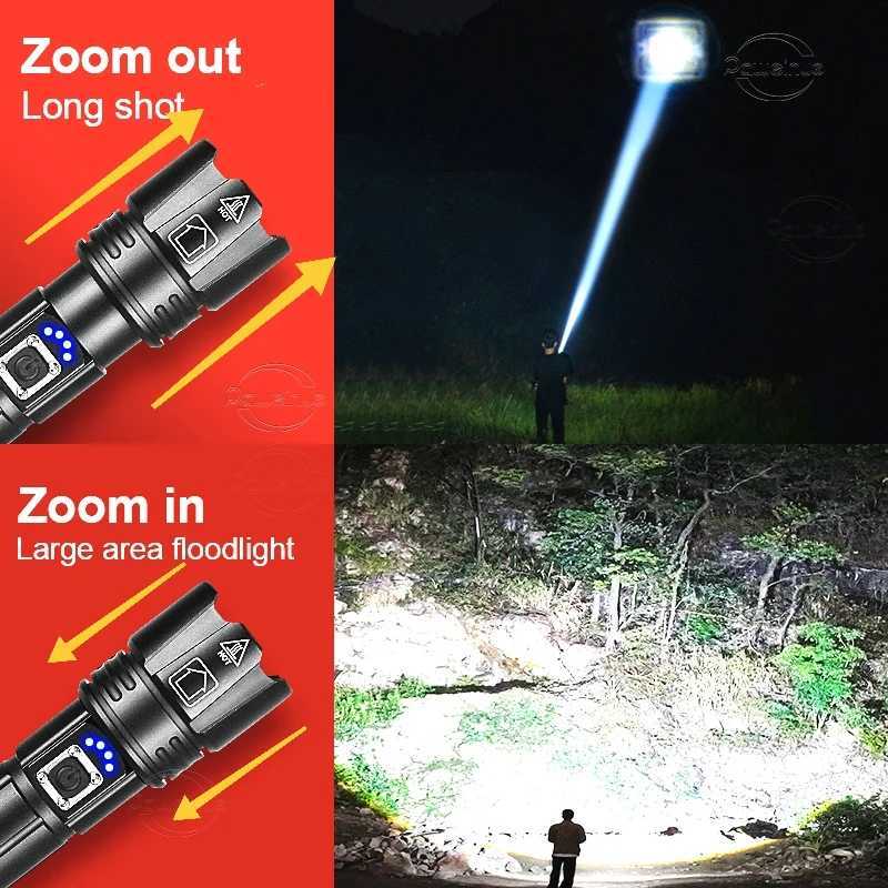 Most Powerful LED Flashlight Rechargeable Torch Lighting 3000M Tactical Lantern Ultra Powerful Flashlight With USB ChargingXJ250529