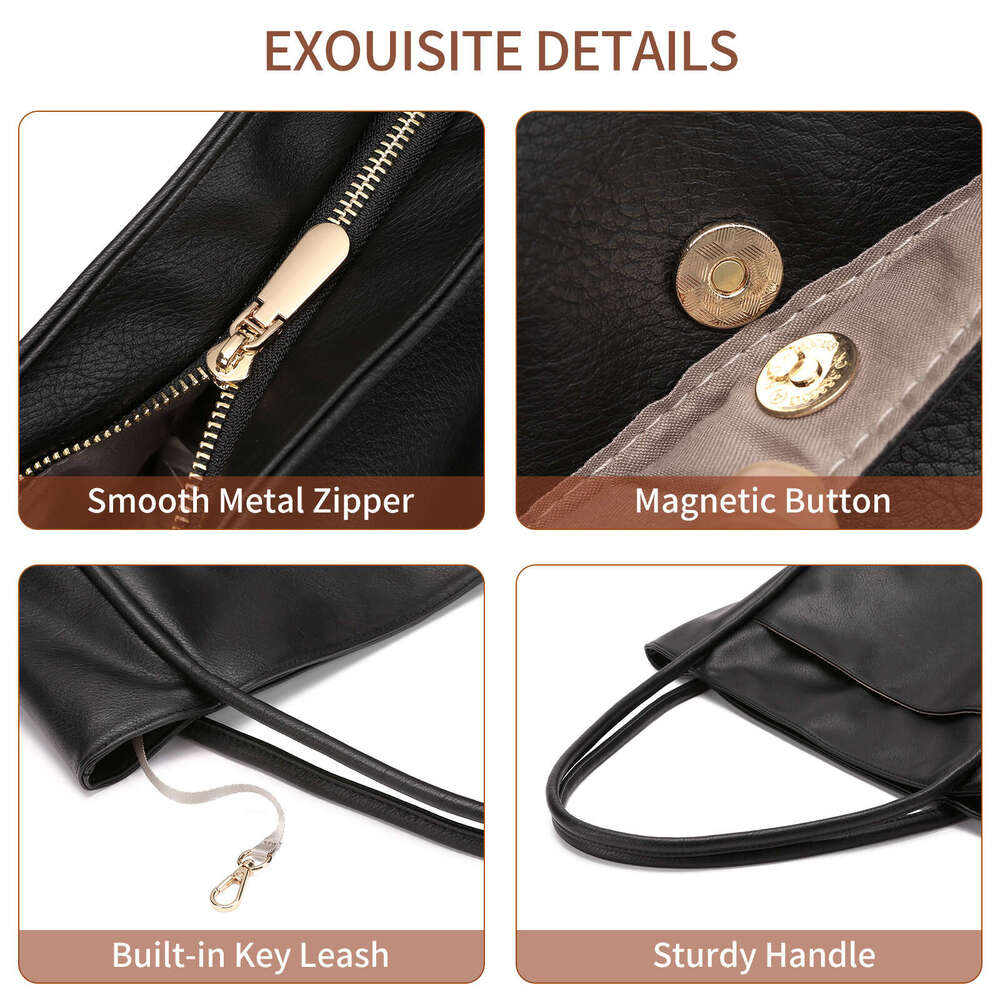 2025 New PU Leather Women's Tote Summer Handbag Large Capacity Shoulder Bag for Work Commute