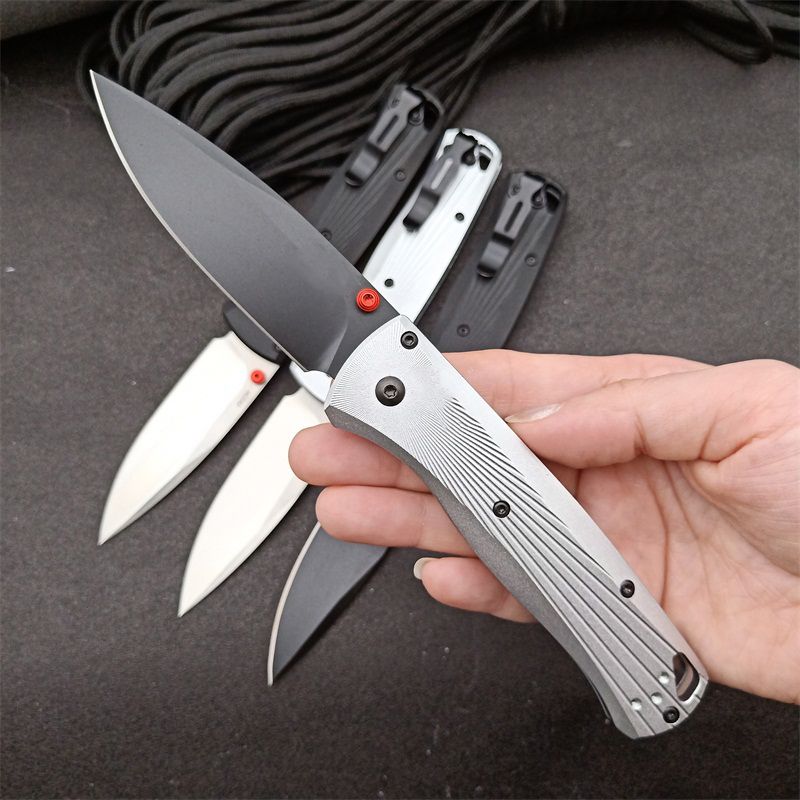 BM 535BK-4 Bugout Pocket Folding Knife M390 Black DLC Plain Blade, Machined Aluminum Handles Outdoor Camping Fishing Tools
