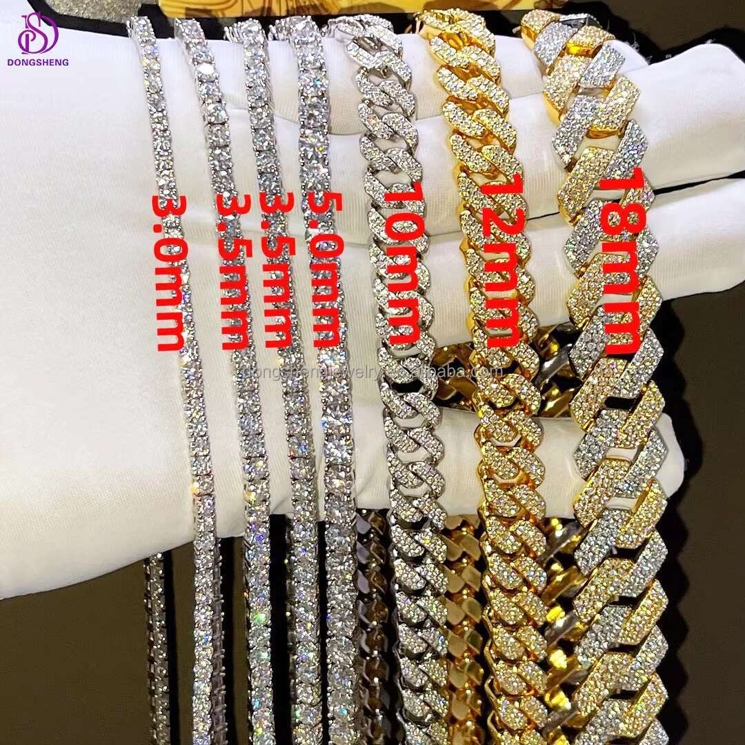 Custom Hip Hop Jewel Cuban Bracelet 16mm 925 Silver Width 2 Rows Stone Vvs Diamond Sterling Silver Moissanite Cuban Link Chain
