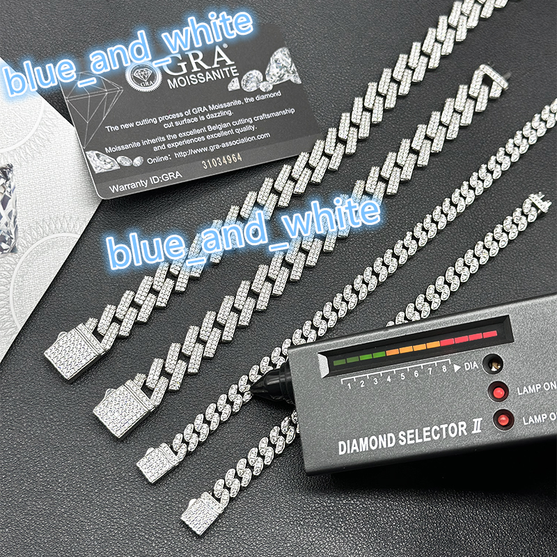 8mm 10mm 12mm 925sterling Silver Cuban Necklace 18k Gold Plated Iced Out Hiphop Spring Clasp Moissanite Diamond Cuban Link Chain
