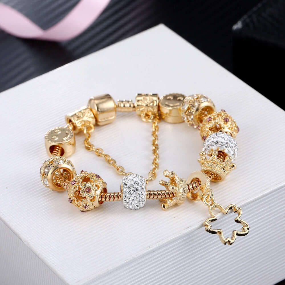 Hot Selling Jewelry Pan Style DIY Beads Pink Inlaid Dia Girly Bracelet