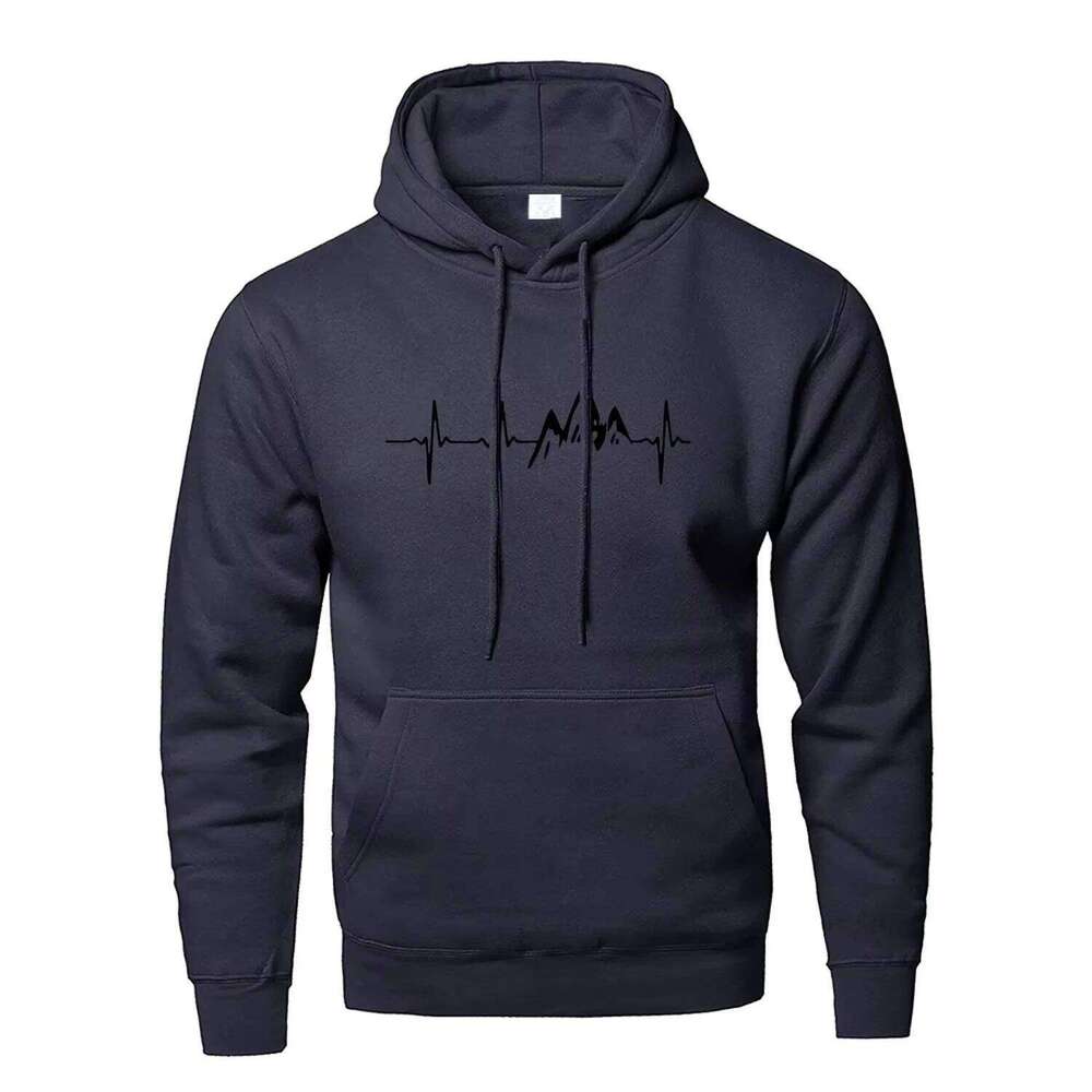 Women's Wear Mountain Heartbeat Hoodies Teens Autumn Long Sleeve Hooded Sweatshirt Hoodie Black Gray Sportswear