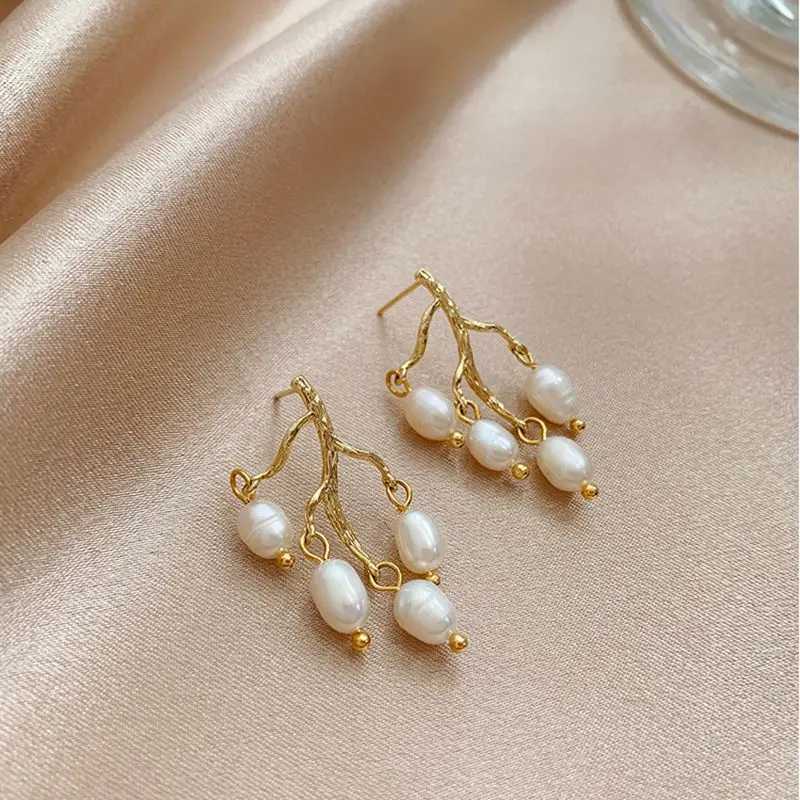 Individual Tree Branch Design Natural Freshwater Pearl 14K Gold Filled Ladies Tassels Stud Earrings Jewelry For Women Gifts L250527
