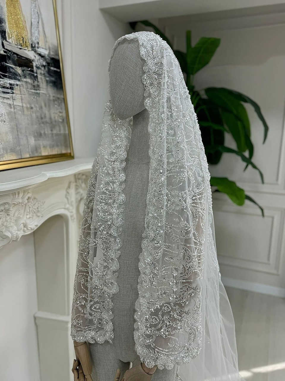 Glitter Wedding Veil Sequin Appliques Cathedral Length One Layer Bridal Veils Applique Edge For Bride Velo De Cabeza Customized