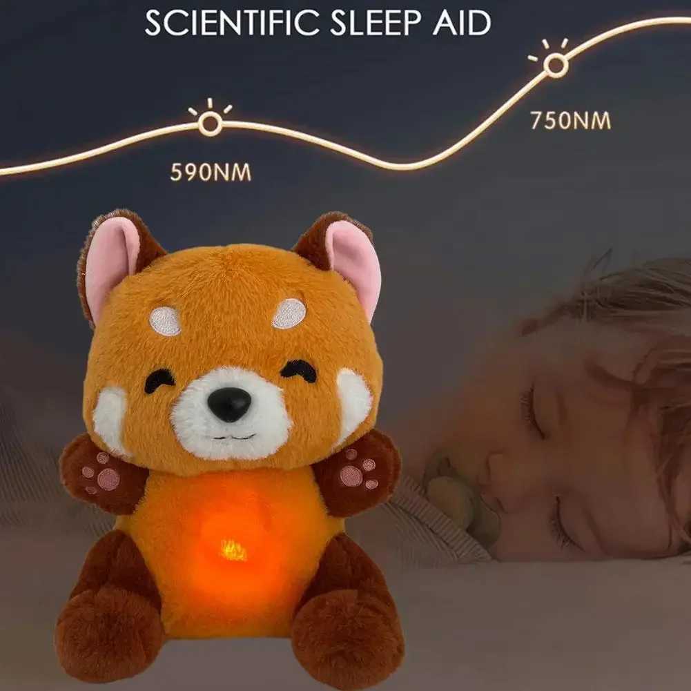 Plush Toy Red Panda Breathing Stuffed Animal 2024 New For Anxiety Adults With Music Lights Rhythmic Breathing In Four Modes Z250529