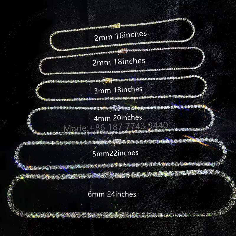 S925 With Moissanite 3mm 4mm 5mm 6.5mm Wide Diamond Tennis Bracelet Vvs Moissanite Tennis Chain Factory Price