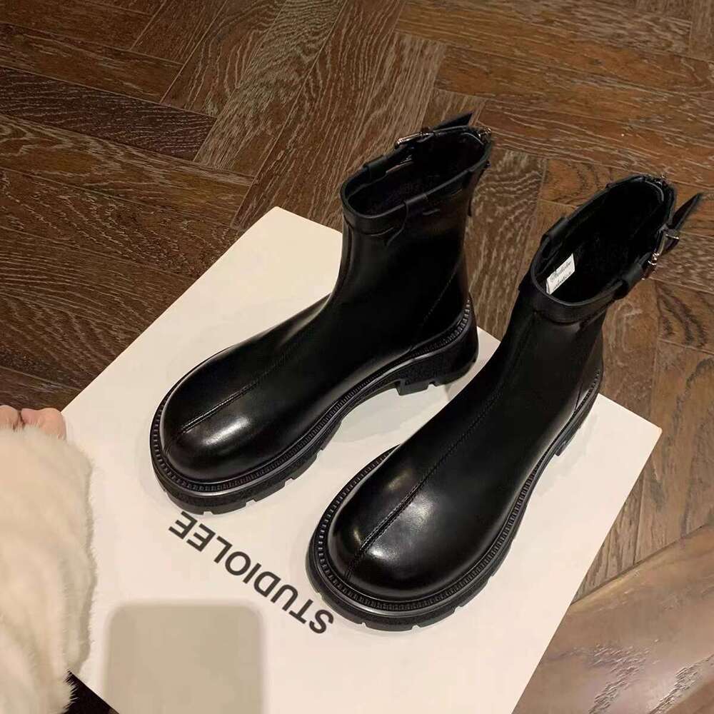 Grape Mom Style Street Motorcycle for Women 2023 Autumn Winter New Thick Sole Chunky Heel Martin Short Boots