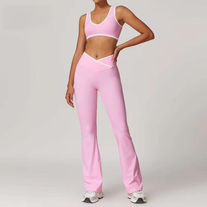 DHessentials Sleeveless Top Vest Two Piece Yoga Sets Sports Bra Gym Wear Fiess Activewear for Women