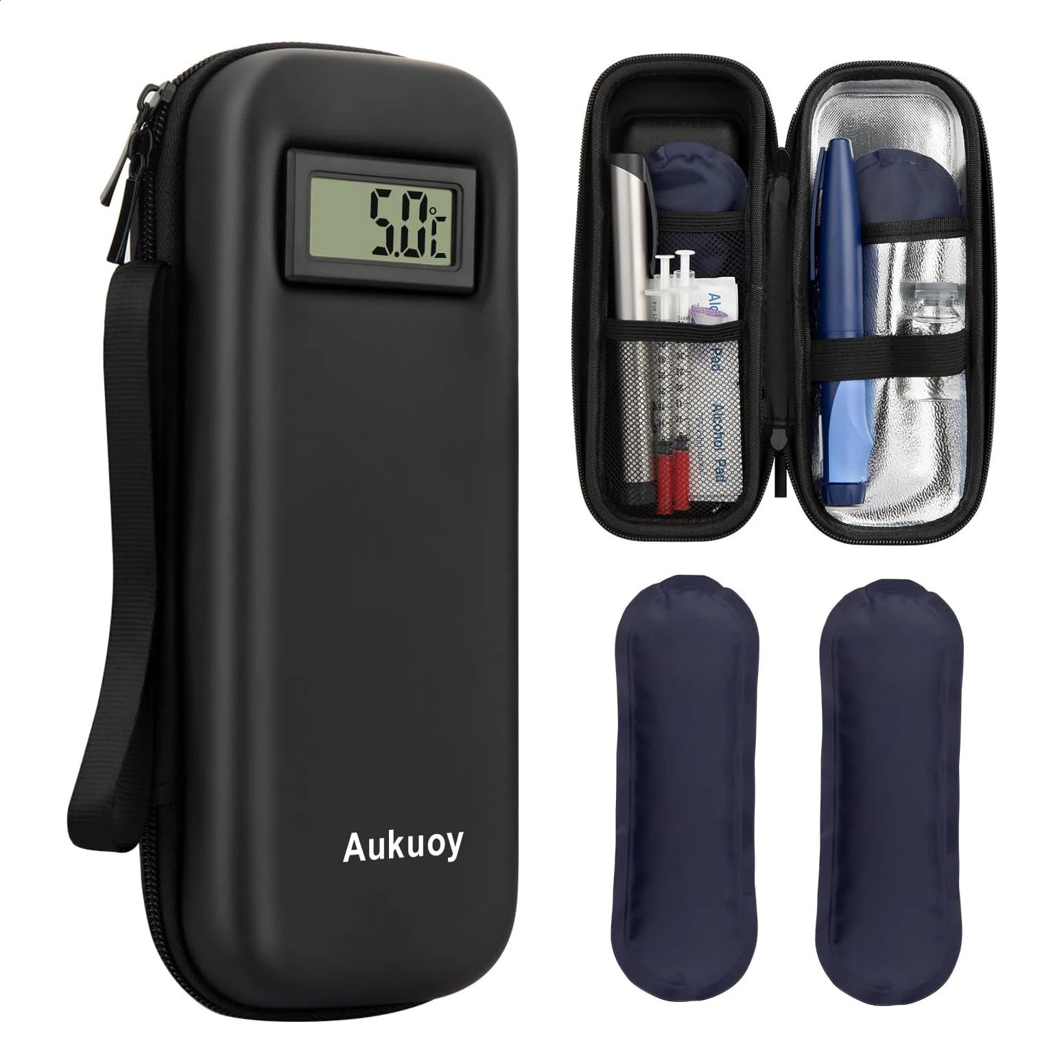 Insulin Cooler Travel Case with Thermometer Display Medication Diabetic Refrigerated Medicine Organizer Bag 250528