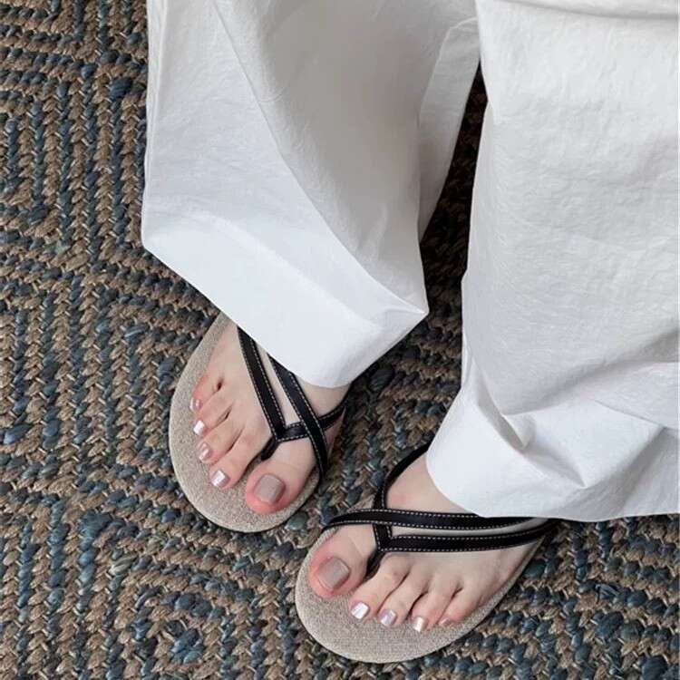 Sheepskin Version ~ Loose Fit Woven Strap Round Toe Post Sandals for Women Outdoor 2025 Summer Beach Slippers