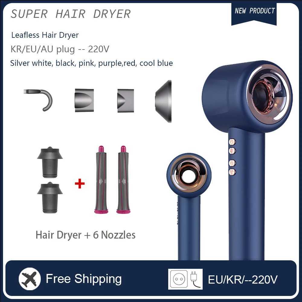 Leafless Hair Dryer 220v Professional Negative Ion Hair Dryer 1600w Quick Dry Travel Home Hair Styler Blow drierXJ250528