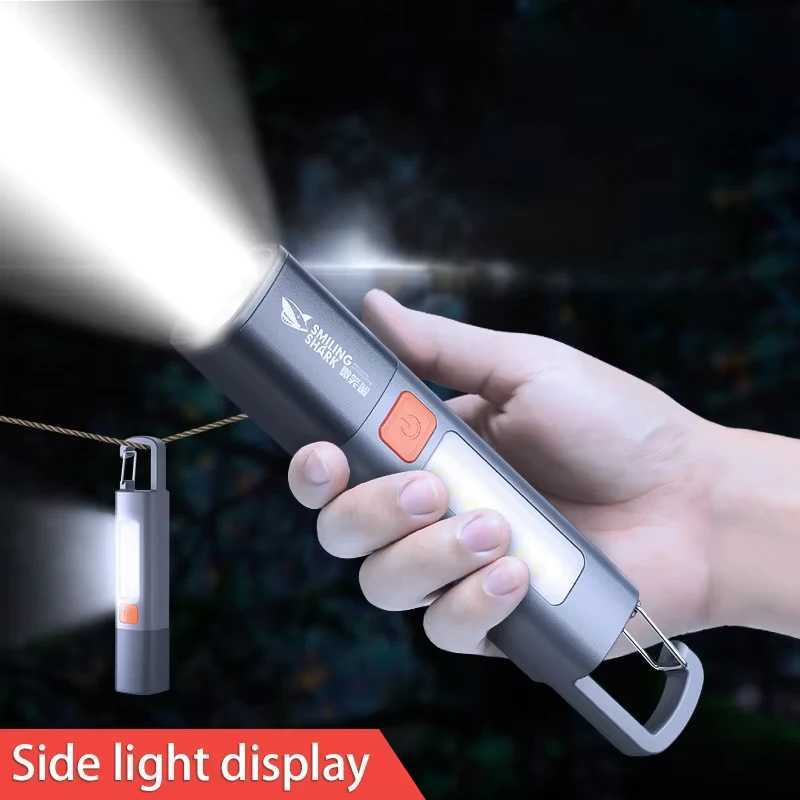 Outdoor Flashlight Portable Strong Light Variable Focus with Floodlight Side Lights Mini Flashlight Lamp High Brightness XJ250529