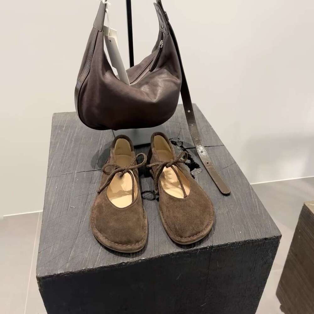 Korean Style Niche Lace-up Bowknot Round Toe Flat Ballet Women Spring Autumn Stitched Mary Jane Shoes