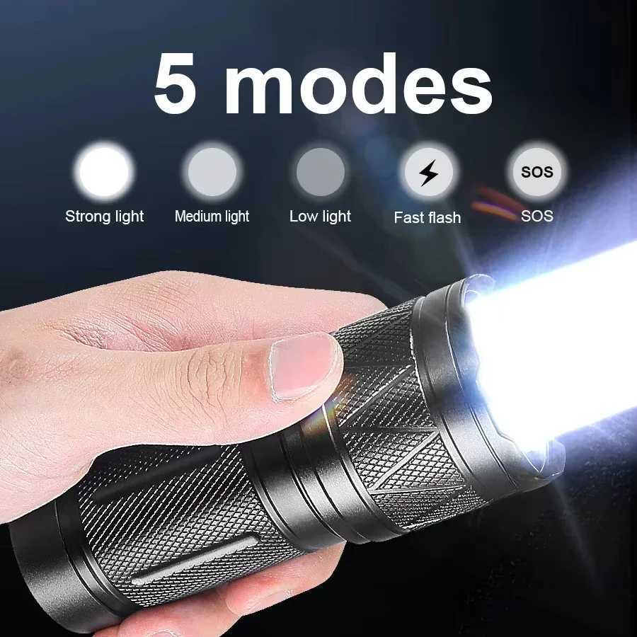 50000LM Zoom Tactical Flashlight USB-C Rechargeable 12000mAh IPX6 Waterproof Aluminum Torch for Outdoor SurvivalXJ250529