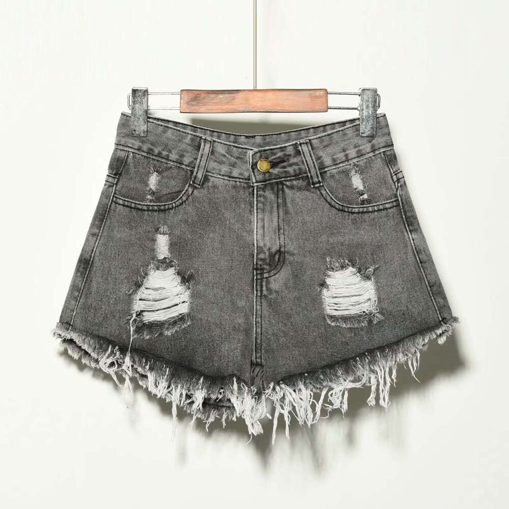 Shorts Women Denim Shorts Korean Style High Waist Plus Loose Denim Shorts Summer Large Size Ripped Slimming Frayed Wide Leg A Line Hot Pants For Women
