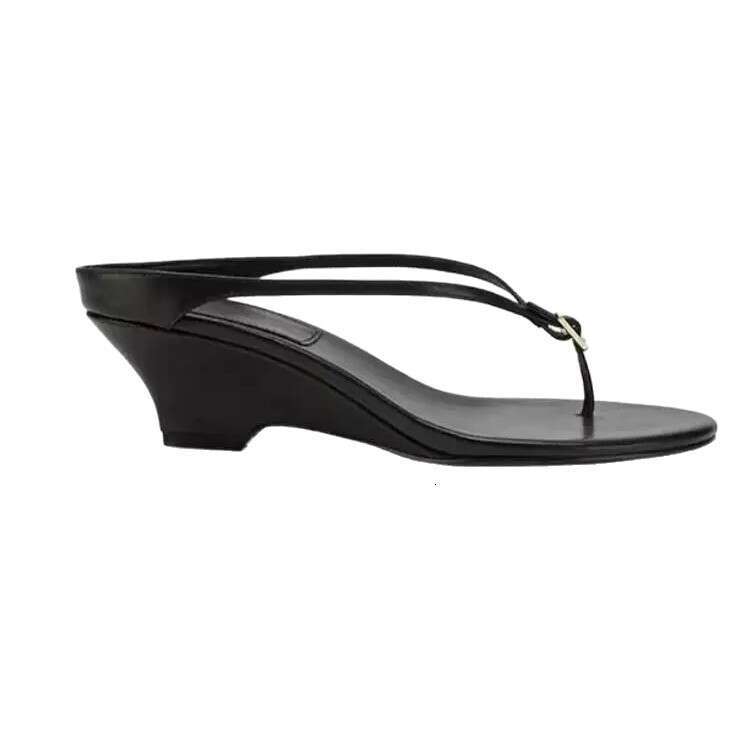 Sheepskin Version ~ French Niche Wedge Toe Post Sandals for Women 2025 Summer New Thick Sole High Heel Slippers