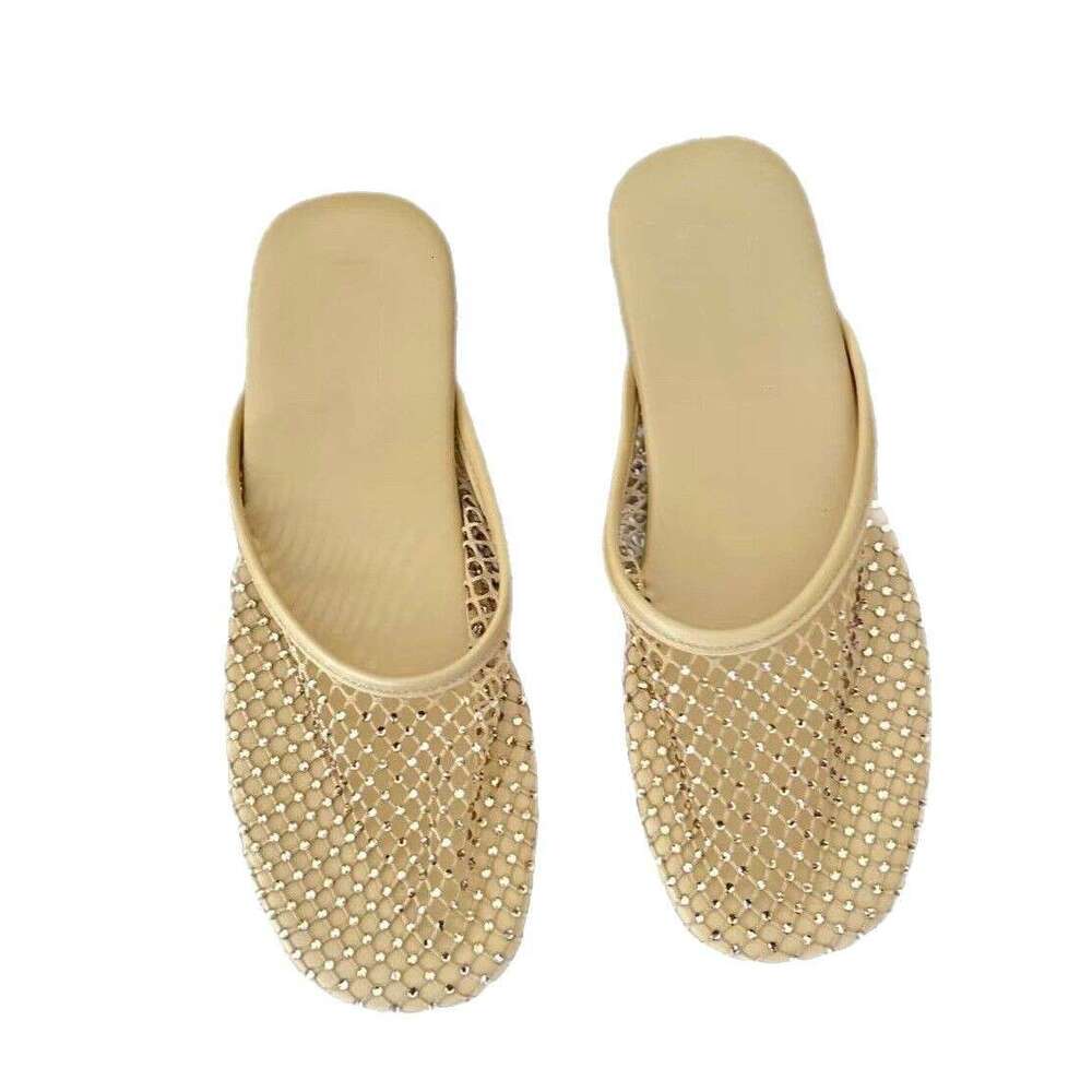 Sheepskin Version ~ French Niche Fishnet Cap Half Slippers for Women 2025 New Summer Outdoor Flat Round Toe Sandals
