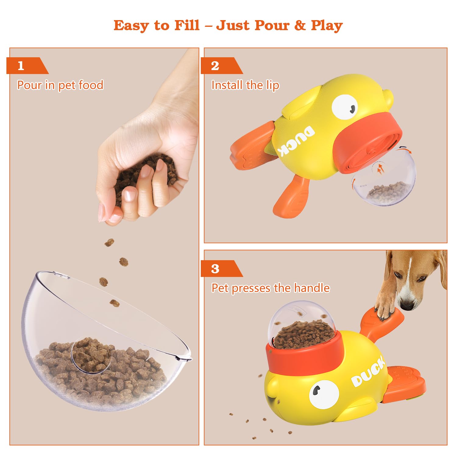 2-in-1 Interactive Dog Slow Feeder Puzzle Toy Durable Duck Shaped Design Promotes IQ Training Reduces Bloating Anti Gulping Dog Treat Dispenser Toy