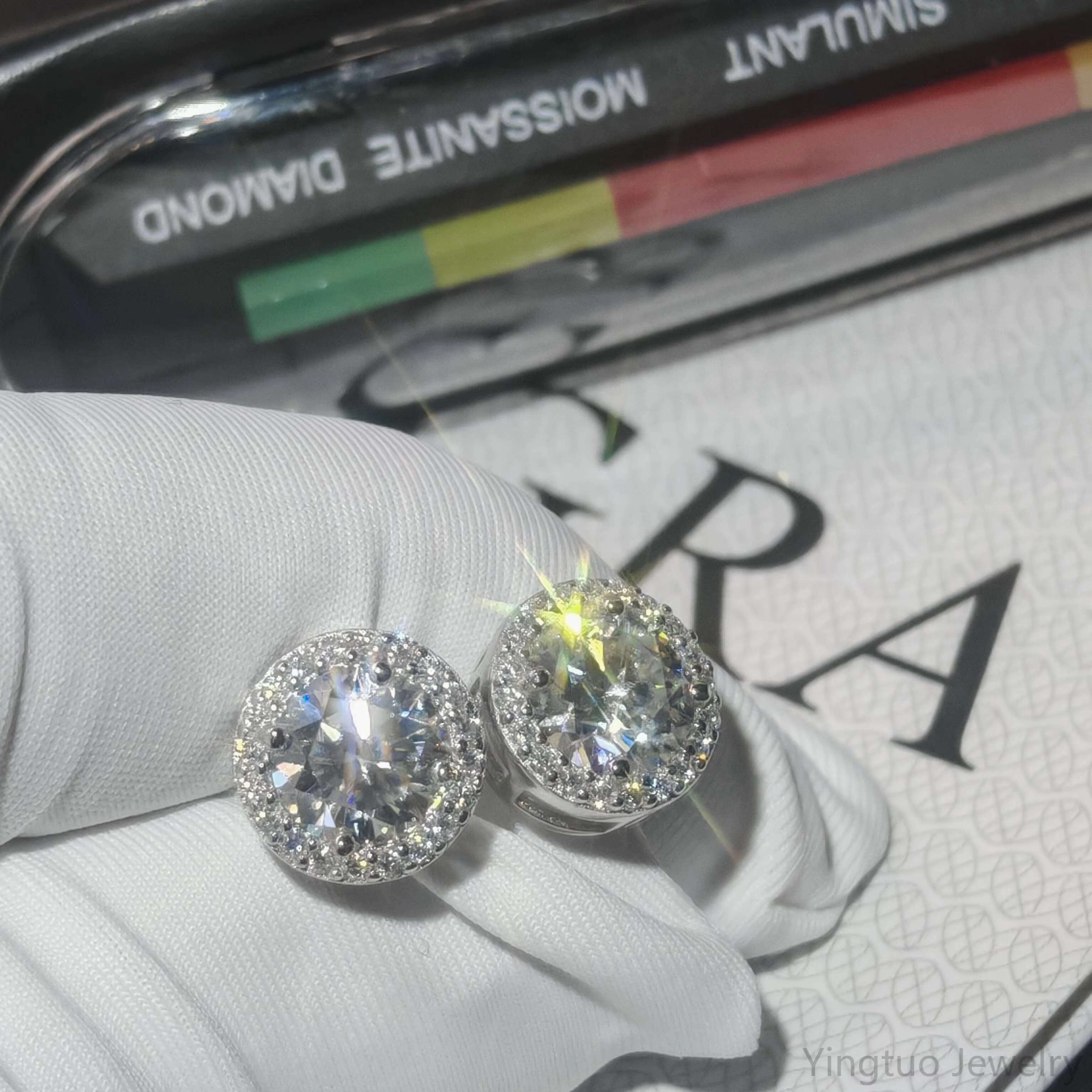 Wholesales Prices 925 Sterling Silver VVS Moissanite Earrings Bulk Hip Hop Style Moissanite Diamond Earrings With Certificate