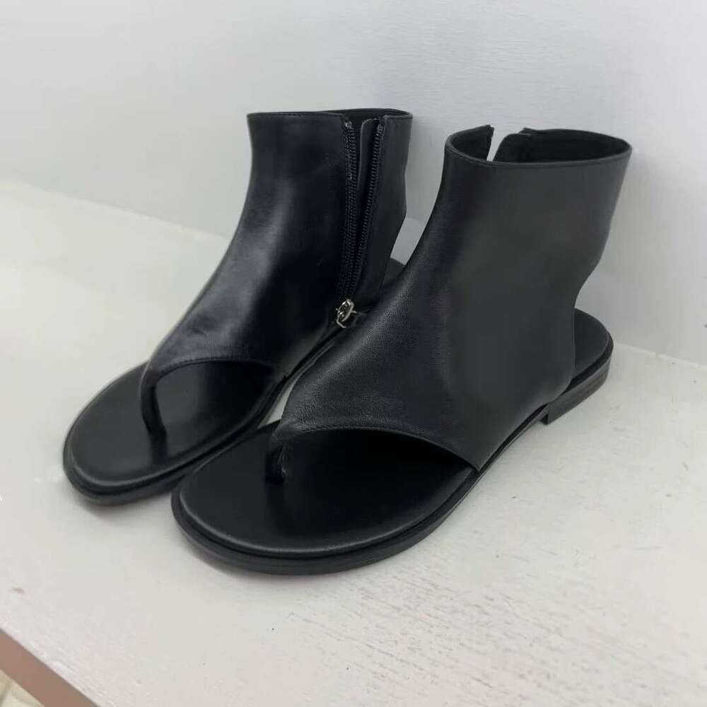 Sheepskin Version ~ Korean Style Niche Clip for Women 2025 Summer Open Toe Flat Short Boots Sandals