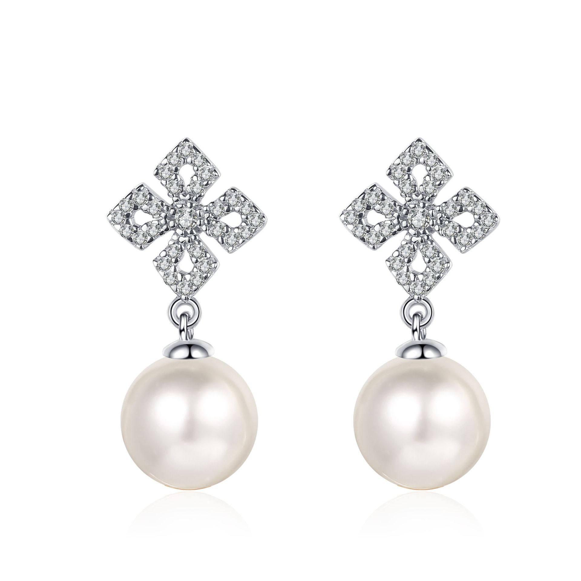 925 Sterling Silver Earrings for Women, 31-Point Moissanite Freshwater Pearl Stud and Drop Earrings, Fashionable Fragmented Stone Design, High-End Jew