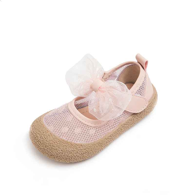 Girls Mesh Childrens Fashion Versatile Breathable Mary Jane Mesh Bow Summer and Spring Kids Princess Shallow Flats 250527
