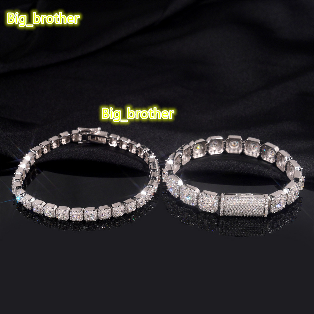 Hot New 925 Silver VVS Moissanite Necklace and 6mm Fashionable Hip-hop Joker Bracelet Cross-Border Best Seller