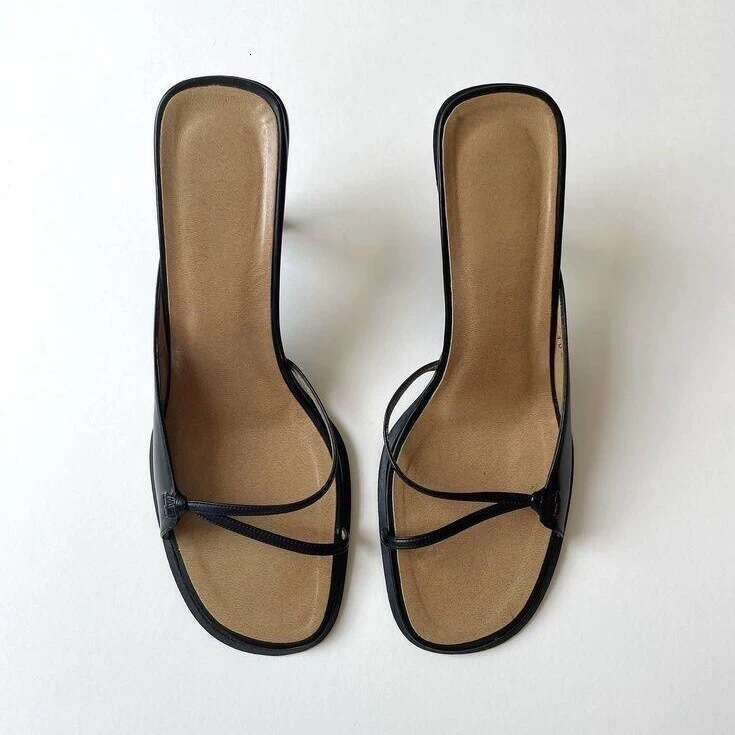 Sheepskin Version ~ Minimalist Niche Style Thin Strap High Heel Open Toe One-Strap for Women Outdoor 2025 Summer Sandals