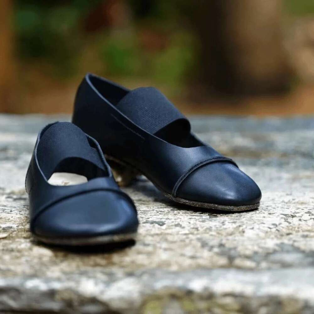Genuine Leather Niche Classic Elastic Strap Mary Jane for Women Spring and Autumn New Versatile Flat Ballet Shoes