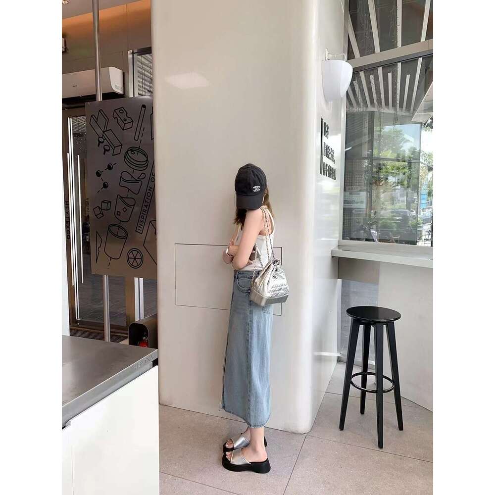 Instant Dispatch Su Yinyin Same Style Korean Version Round Toe One-Word Casual Thick-Soled Genuine Leather Slippers for Women Summer Outdoor Fashion