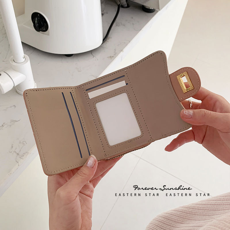 Fashion Wallet Free delivery Women Unisex Everyday Use Travel Vintage Leather Mini Snap Zipper Brown Card Holder Short Long
