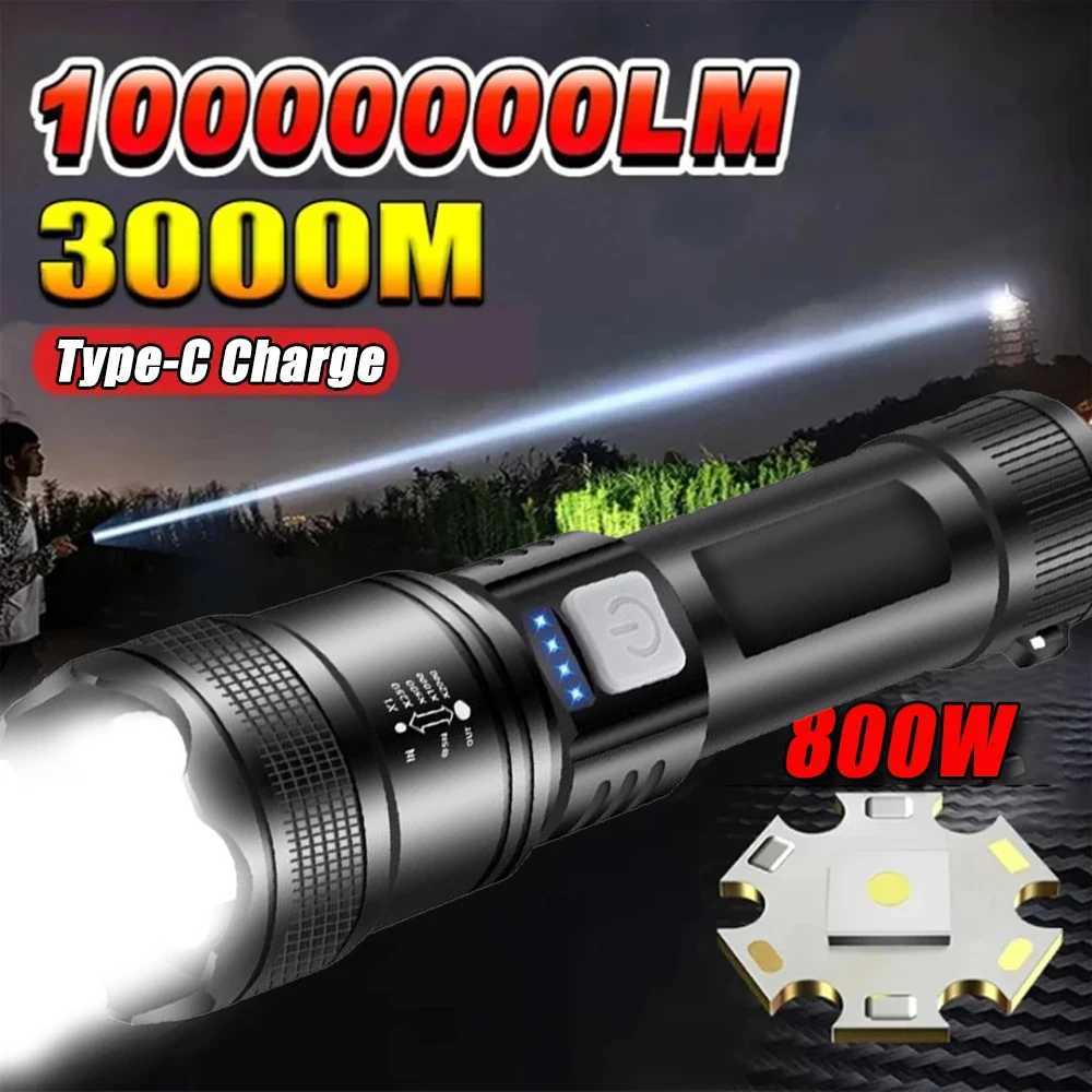 High Power P70 Flashlight Built in 26650 Battery USB Rechargeable Telescopic Zoom Torch Lamp with Tail Light For Hiking CampingXJ250529