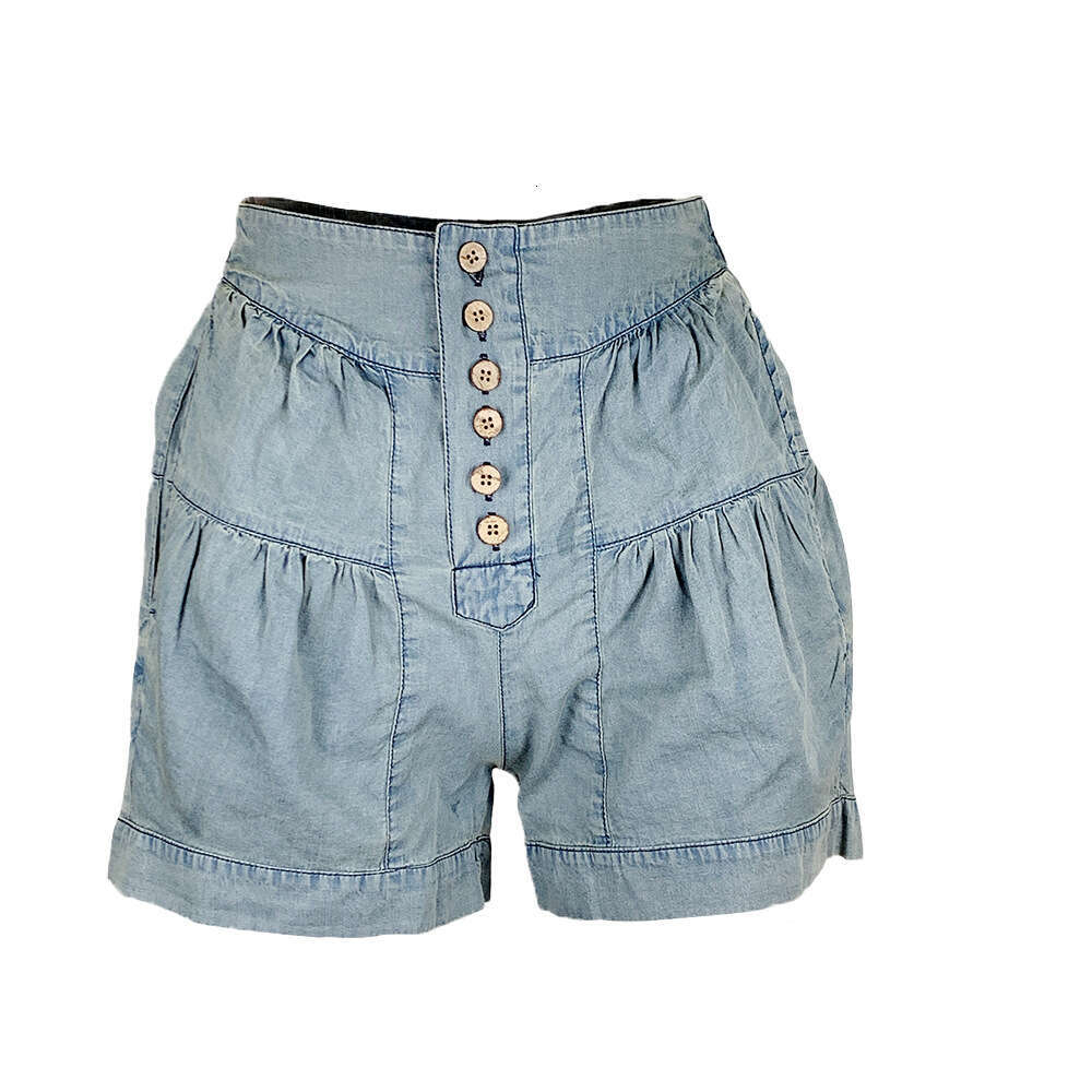 Ruffle Denim Summer New Women's Casual Elastic Pocket Shorts B5
