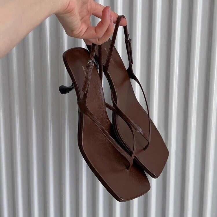 French Style High Heels Thin Heel Summer Fashion Toe Post Women 2025 New Back Strap Thong Sandals