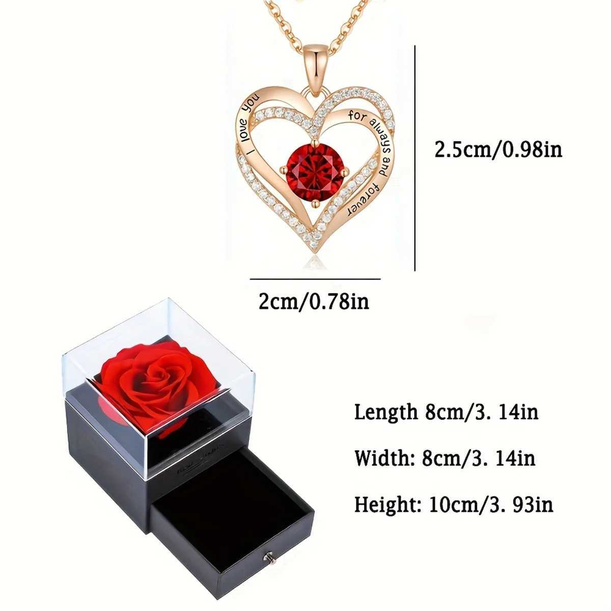 Luxury Red Zircon Pendant Necklaces with Rose Flower Gift Box For Girlfriend Women I Love You Gifts Trendy Wedding Jewelry M250529