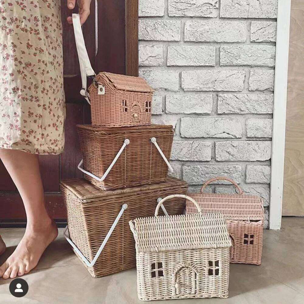 Women's Bags Designer Handmade Woven House Rattan Cute Wicker Straw Bags For Women 2023 Handbags And Purses Bohemian Beach Shoulder Bag Clutch Ne