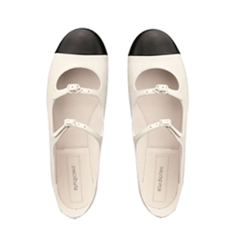 Grape Mom Display Barbie Round Toe Color Block Mary Jane One Strap Shallow Mouth Ballet French Flat Single Shoes