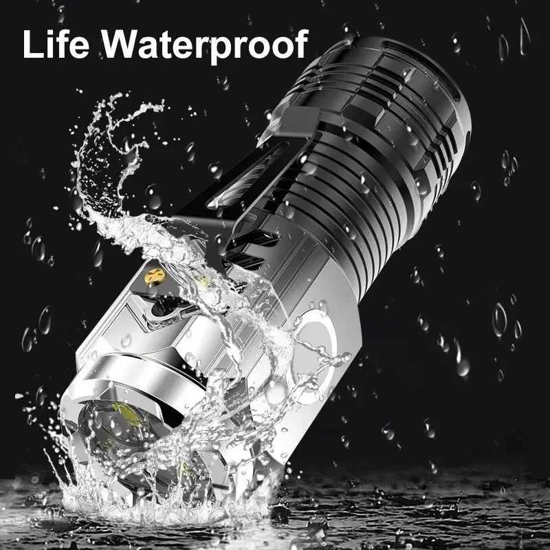 Three-Eyed Monster Mini Flash Super Power Flashlight Rechargeable Portable Outdoor Lighting Long-Range Powerful Flash LightsXJ250529