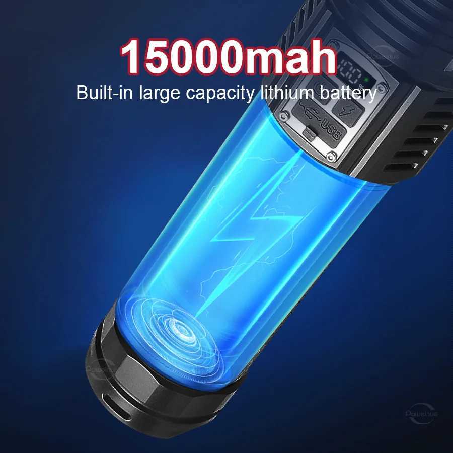 NEW Most Powerful LED Flashlights High Power Lighting 6km Spotlight Built-in Battery Rechargeable Torch Hunting Tactical TorchesXJ250529