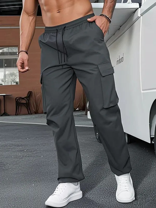Mens Casual Jogger Pants Relaxed Fit Cargo Pants Drawstring Sweatpants Hiking Outdoor Twill Sport Pants 250527