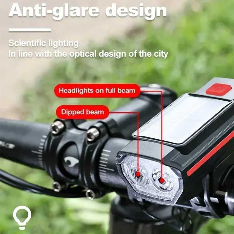 Bicycle Front Light USB Rechargeable with 120dB Horn Highlight MTB Road Bike Headlight Night Riding Warning Lamp Cycling Light XJ250529
