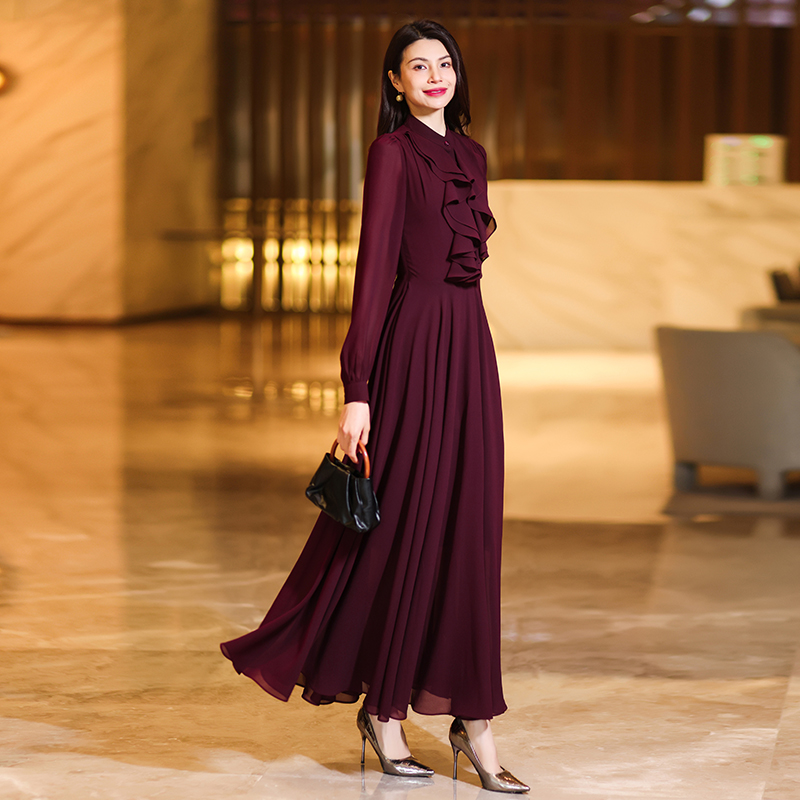 Elegant High-Waist Maxi Dress - Summer Short Sleeve Floor-Length Printed One-Piece